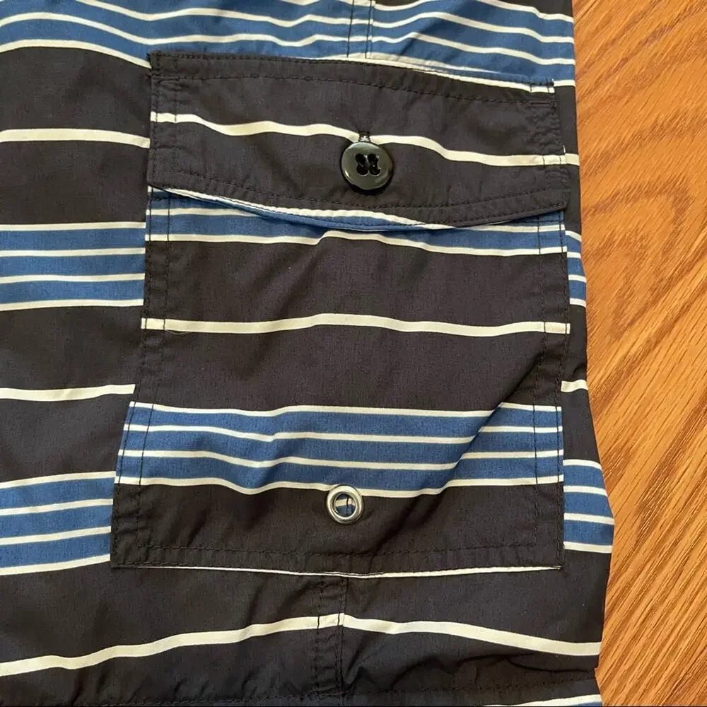J. Crew Mens Blue Striped Swim Trunks Size 32